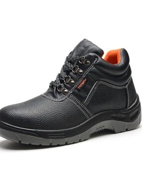 Men's Black Safety Shoes with Orange Lining